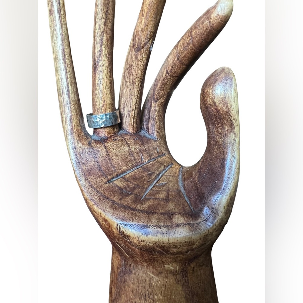 Hammered sterling silver band ring